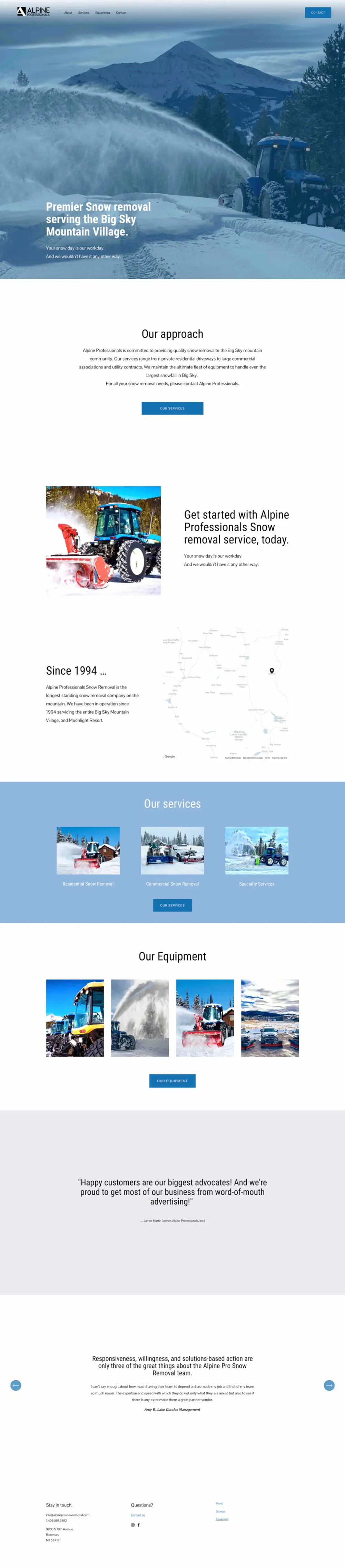 The full Alpine Professionals homepage from hero to footer
