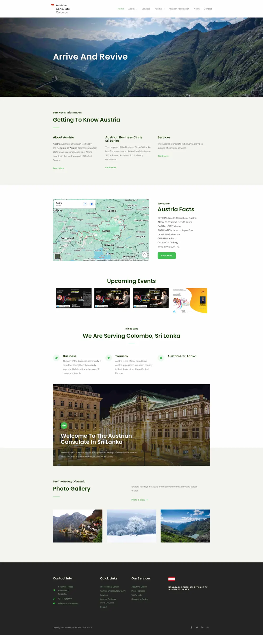 The full Austrian Consulate Colombo homepage