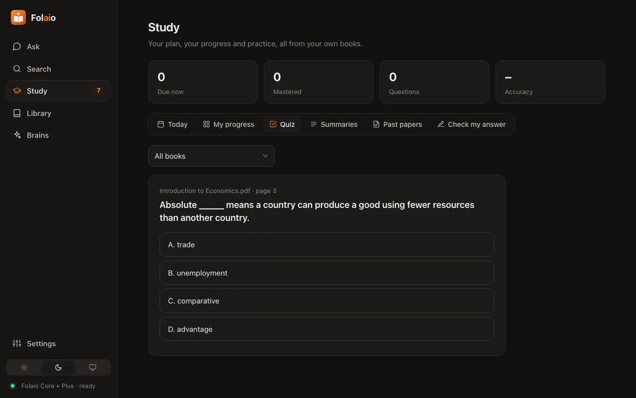 Folaio Quizzes, light or dark