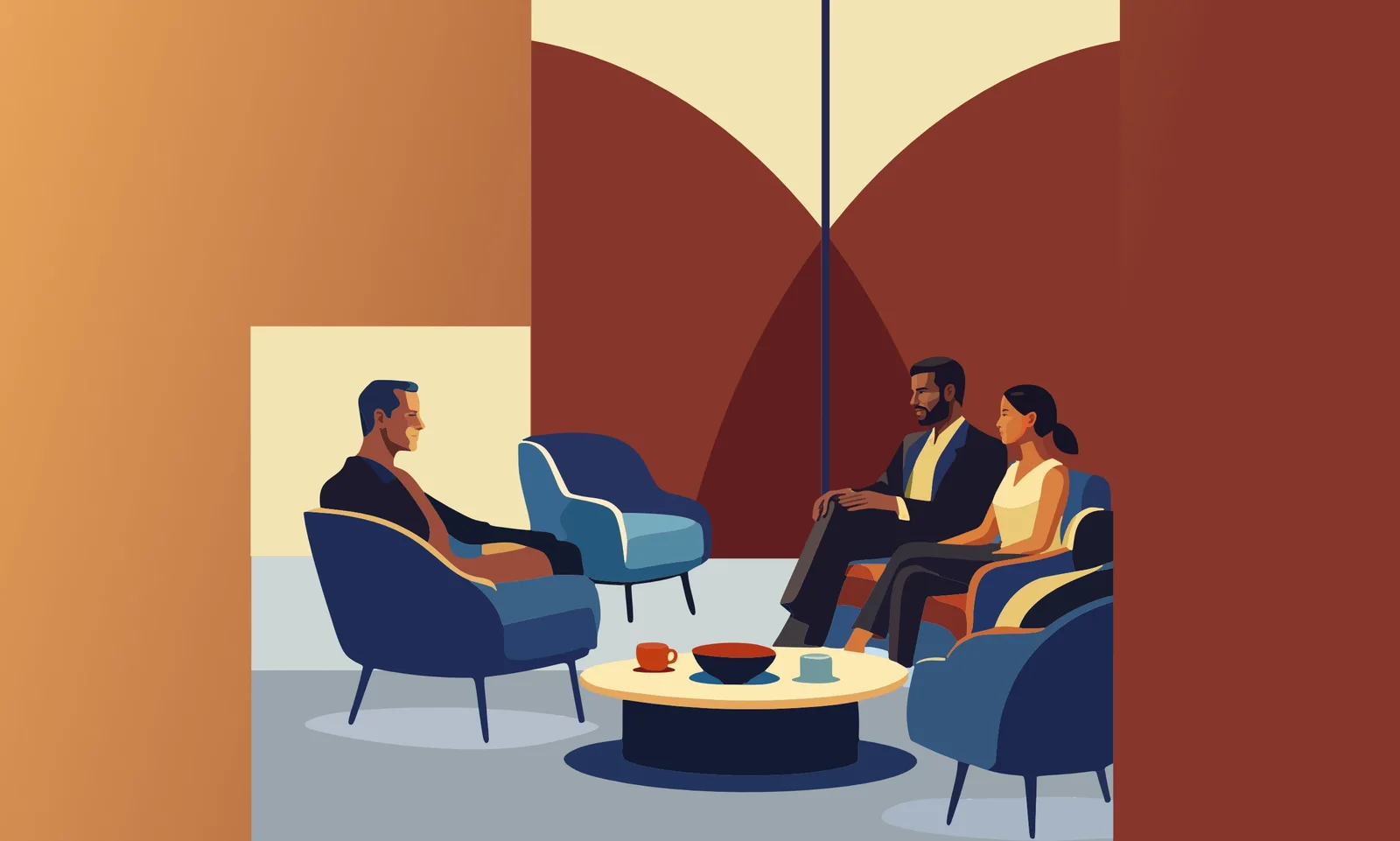 Geometric illustration: Lounge meeting