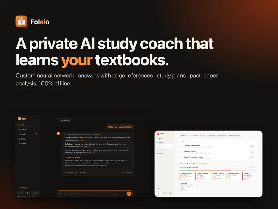Folaio: private offline AI study coach