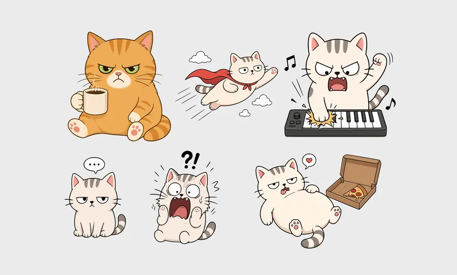 Meme cat illustration pack