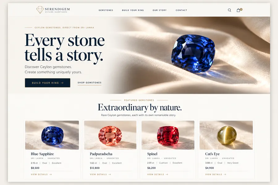 SerendiGem: gemstone store and ring builder