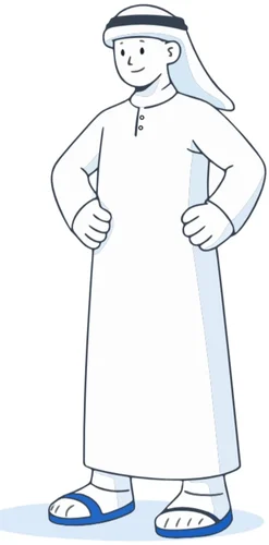 The character standing confidently