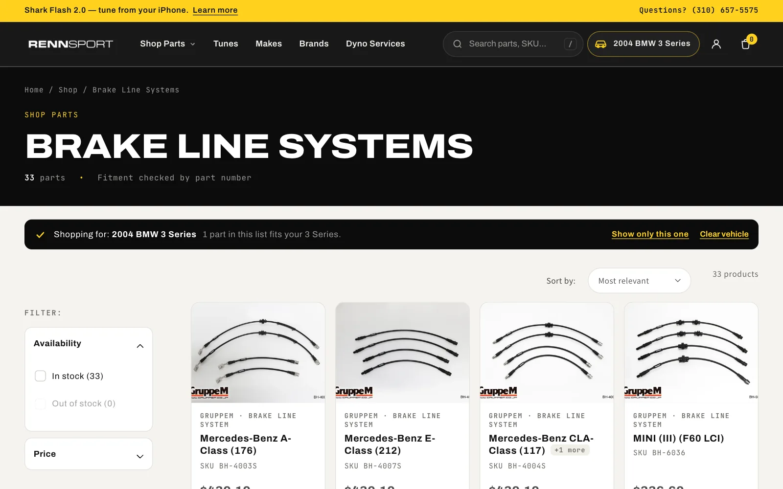 Brake Line Systems collection with a Shopping for 2004 BMW 3 Series bar, a Show only this one link and product cards
