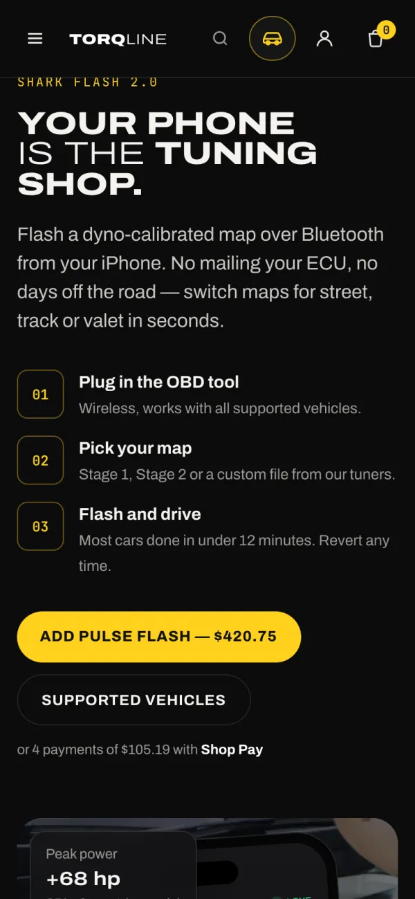 Mobile flash tuner section with an Add Pulse Flash button